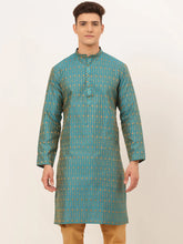 DesiQlo Men's Blue Embroidered Kurta Only ( KO 676 Blue )