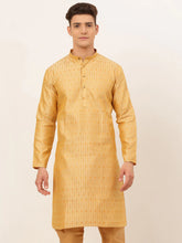 DesiQlo Men's Golden Embroidered Kurta Only ( KO 676 Golden )
