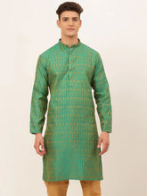 DesiQlo Men's Green Embroidered Kurta Only ( KO 676 Green )