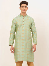 DesiQlo Men's Lime Green Embroidered Kurta Only ( KO 676 Lime )