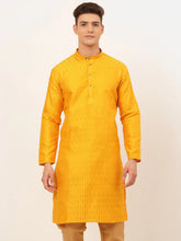 DesiQlo Men's Mustard Embroidered Kurta Only ( KO 676 Mustard )