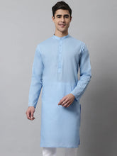 Men's Light blue Cotton Striped Kurtas ( KO 679Light-Blue )-KO-679