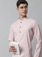 Men Orange and White Striped Kurtas ( KO 683Orange )-KO-683