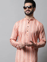 Men Coral Geomatric Printed Kurtas-KO-685