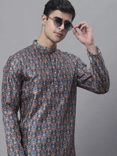 Men's Navy Digital Printed Kurtas-KO-691