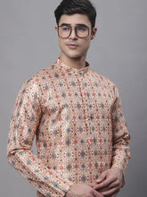 Men's Peach Digital Printed Kurtas-KO-691
