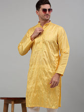 Men's Yellow Embroidered Kurta Only