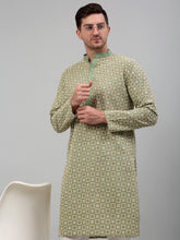 Men's Green Embroidered Kurta Only