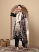 Stylum Women's Black Ethnic Printed Cotton Straight Kurta Pant Dupatta Set (KPDBLACKKANG)