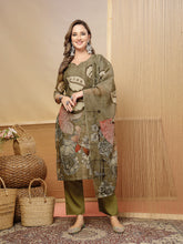 Stylum Women's Grey Floral Printed Chanderi Silk Straight Kurta Pant Dupatta Set (KPDGREYMORAL)