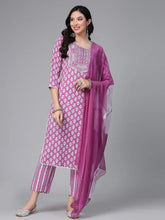 Women's Printed & Embroidered Rayon Kurta Pant Dupatta Set-KPDIRA