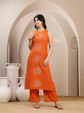 Stylum Women's Orange Solid & Embroidered Rayon Straight Kurta Pant Set (KPORANGEKUFRI)