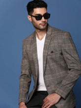 Men Grey Slim Fit Single Breasted Blazer-LBR-2412-Grey