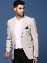 Men Grey Slim Fit Single Breasted Blazer-LBR-2417-Grey