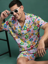 Men Printed Cuban Collar Multi Relaxed Fit Co Ords Set-Lucas-3124-Multi