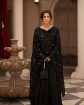 Women's Black Roman Cotton Solid Anarkali Kurta Pant With Dupatta-MED3-TD-6008-BLACK