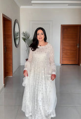 Women's White Faux Georgette Embroidered Anarkali Kurta Plazzo With Dupatta-MED3-TD-6053-WHITE