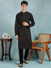 Ethnic Bay Men Green Viscose Rayon Solid Dyed Straight Kurta with Trouser-MKSET1013GRN