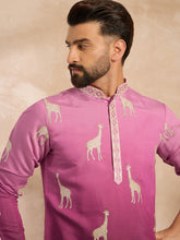 Ethnic Bay Men Purple Silk Blend Ombre Embroidered Straight Kurta Sets-MKSET1813