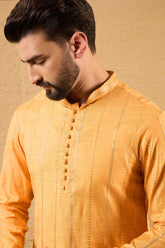 Yellow Cotton Embroidered Straight Kurta HOPMKU1122