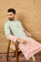 Teal Ethnic Motif Embroidered Chikankari Straight Kurta HMKU1139