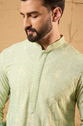 Green Bandhani Embroidered Chikankari Straight Kurta HMKU1141