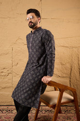 Grey Viscose Rayon Ethnic Motifs Embroidered Chikankari Straight Kurta HOPMKU1165