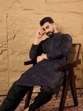 Ethnic Bay Men Brown Viscose Rayon Embroidered Chikankari Straight Kurta-MKU1166