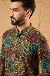 Multi Viscose Rayon Geometric Embroidered Chikankari Straight Kurta HOPMKU1180