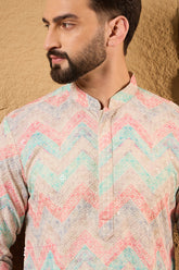 Multicolour Viscose Rayon Geometric Embroidered Straight Kurta HOPMKU1193