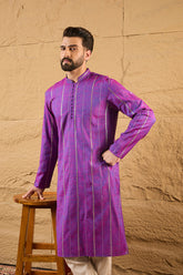 Purple Cotton Solid Embroidered Sequins Straight Kurta HOPMKU1194