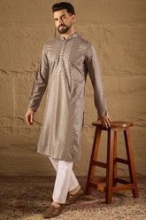 Grey Viscose Rayon Solid Embroidered Straight Kurta HOPMKU1202