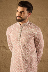 Pink Viscose Rayon Solid Embroidered Straight Kurta HOPMKU1236