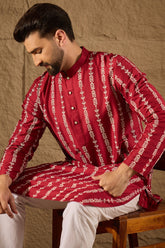 Maroon Viscose Rayon Ethnic Motifs Printed Straight Kurta HOPMKU1278