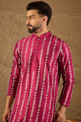 Pink Silk Ethnic Motifs Printed Straight Kurta HOPMKU1283
