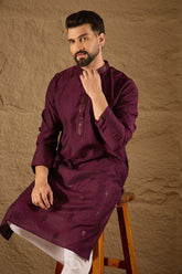 Purple Viscose Rayon Solid Embroidered Straight Kurta HOPMKU1291