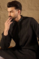 Black Viscose Rayon Solid Embroidered Straight Kurta HOPMKU1294