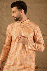 Orange Silk Blend Ethnic Motifs Embroidered Straight Kurta HOPMKU1301