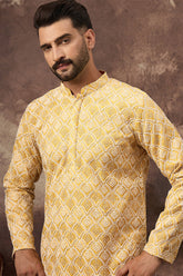 Yellow Viscose Rayon Solid Embroidered Straight Kurta HMKU1385