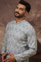 Blue Viscose Rayon Solid Embroidered Straight Kurta HMKU1388