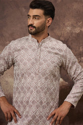 Mauve Viscose Rayon Solid Embroidered Straight Kurta HMKU1389