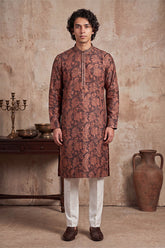 Grey Modal Floral Printed Calf Length Straight Regular Kurta With Trouser MKSET1980