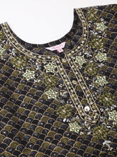 Black Yoke Design A-Line Kurta and Trousers With Dupatta-MLWSHKS4272BLK