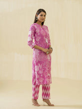 Rose Floral Printed Straight Kurta and Trousers-MLWSHKS4283PNK