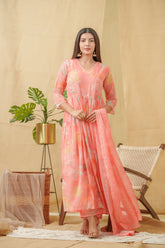 Orange Angrakha A-Line Kurta and Palazzos With Dupatta-MLWSHKS4289ORG