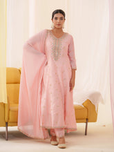 Women Ethnic Motifs Embroidered Kurta With Trousers & Dupatta-MLWSHKS4291PNK