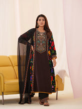 Women Ethnic Motifs Embroidered Kurta With Trousers & Dupatta-MLWSHKS4300BLK