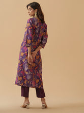 Purple Chanderi Cotton Floral Printed Kurta With Trouser For Women-MLWSHKS4312PUP