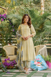 Yellow Colour Muslin Cotton Fabric Top Bottom And Dupatta Set-MLWSHKS4339YLW