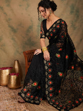 Womens Fashion Ethnic Black Color Sarees-MLSHWSA1141BLK0ONE